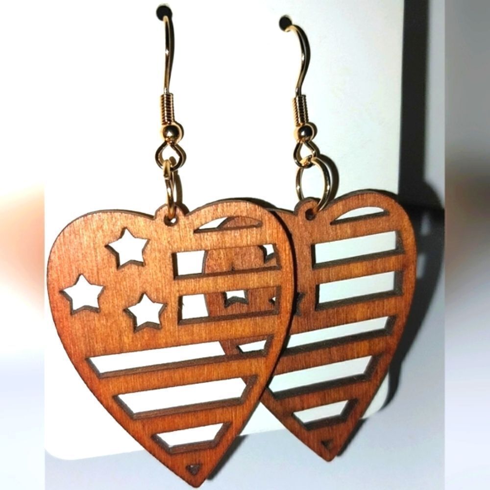 Gorgeous hollow wooden earrings